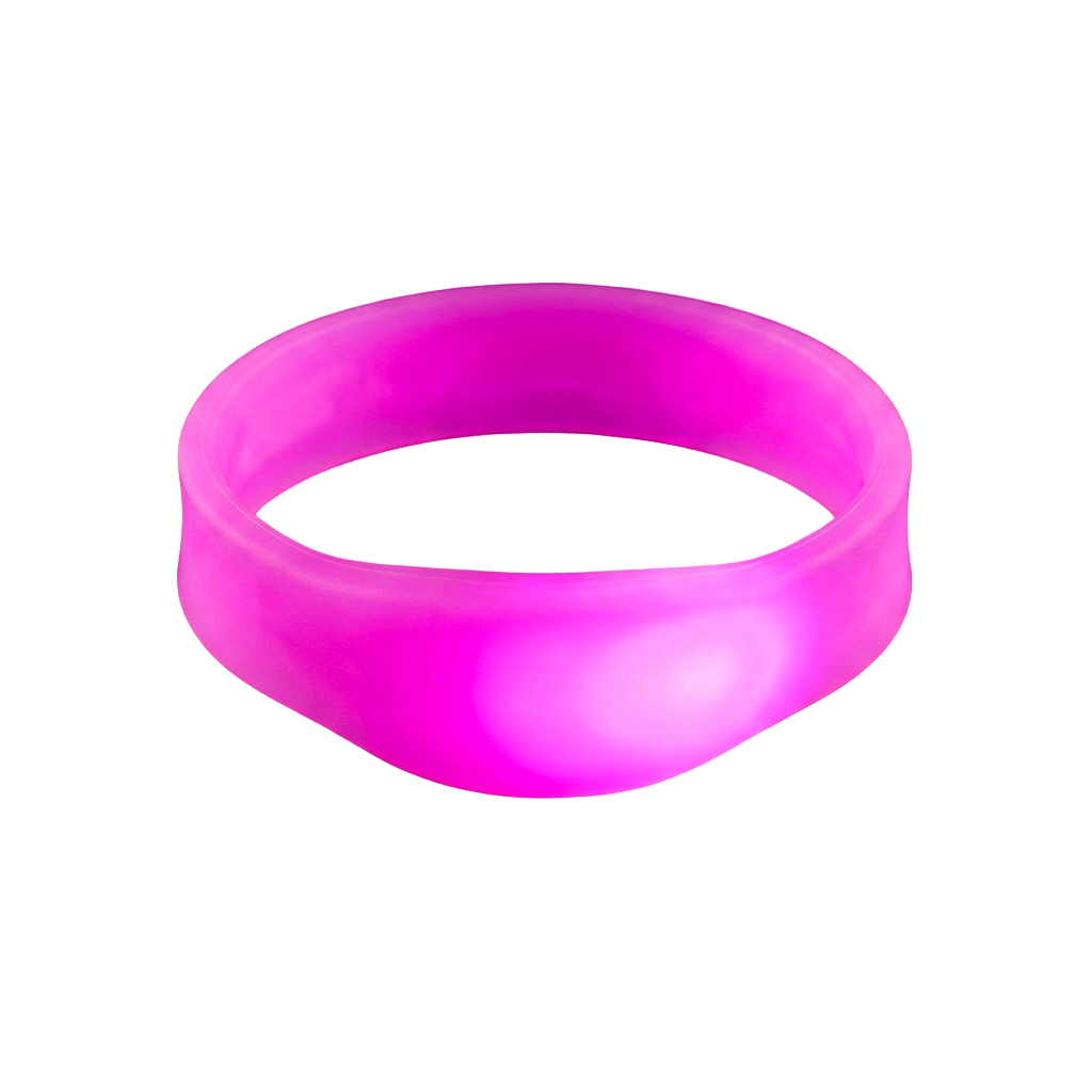 BlinkUp wristband glowing cyan to magenta